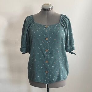 LC LAUREN CONRAD™️ Size M Teal Button-Down Women Top